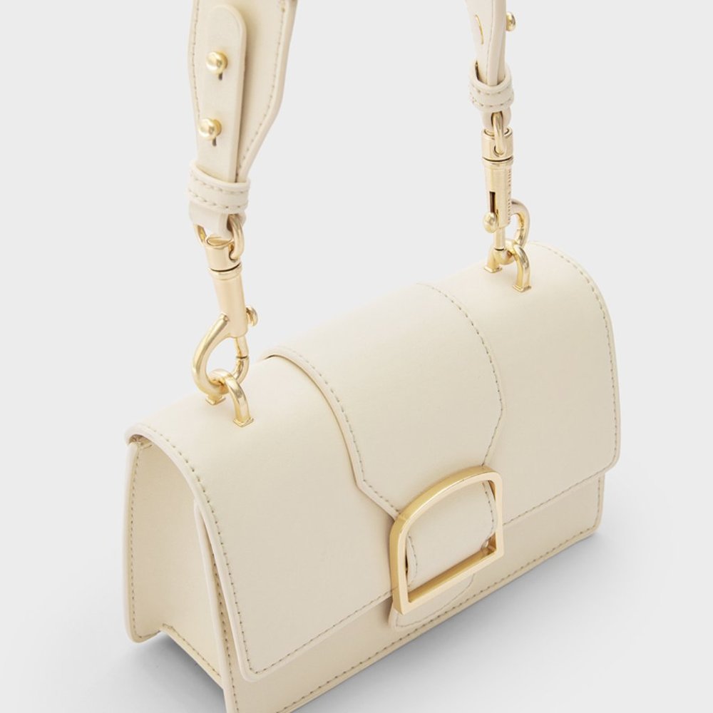 Wide shoulder strap crossbody small square bag
